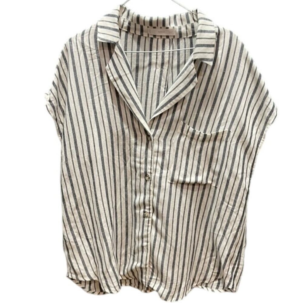 MNG Verticle Striped Drapey Loose Fitting Shirt XL